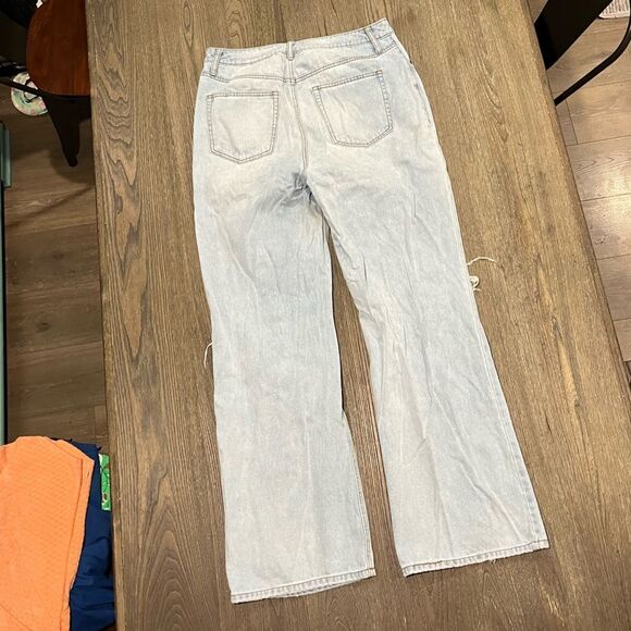 AFRM Jeans Oden Flared Leg High Waisted Distressed Denim Light Wash Size 31 - Picture 9 of 9